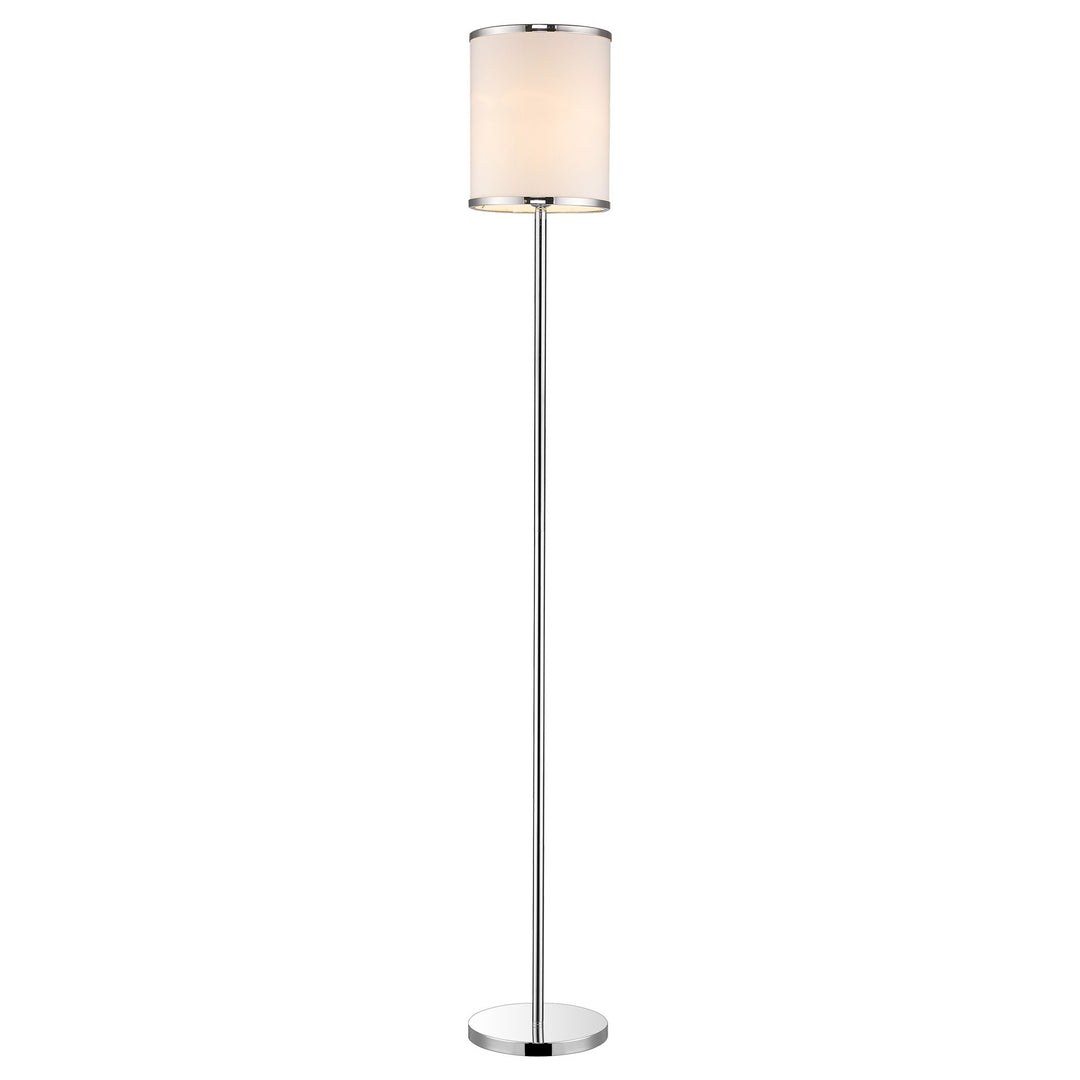 65" Chrome Traditional Shaped Floor Lamp With White Drum Shade