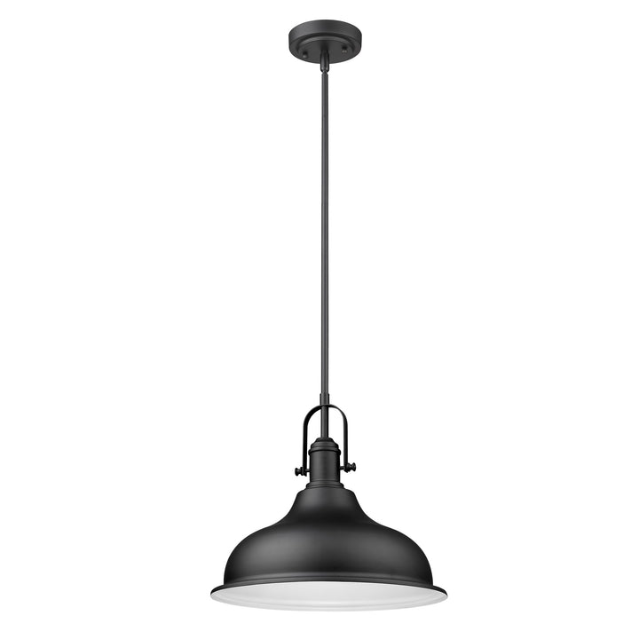 Matte Black Hanging Light with Dome Shade