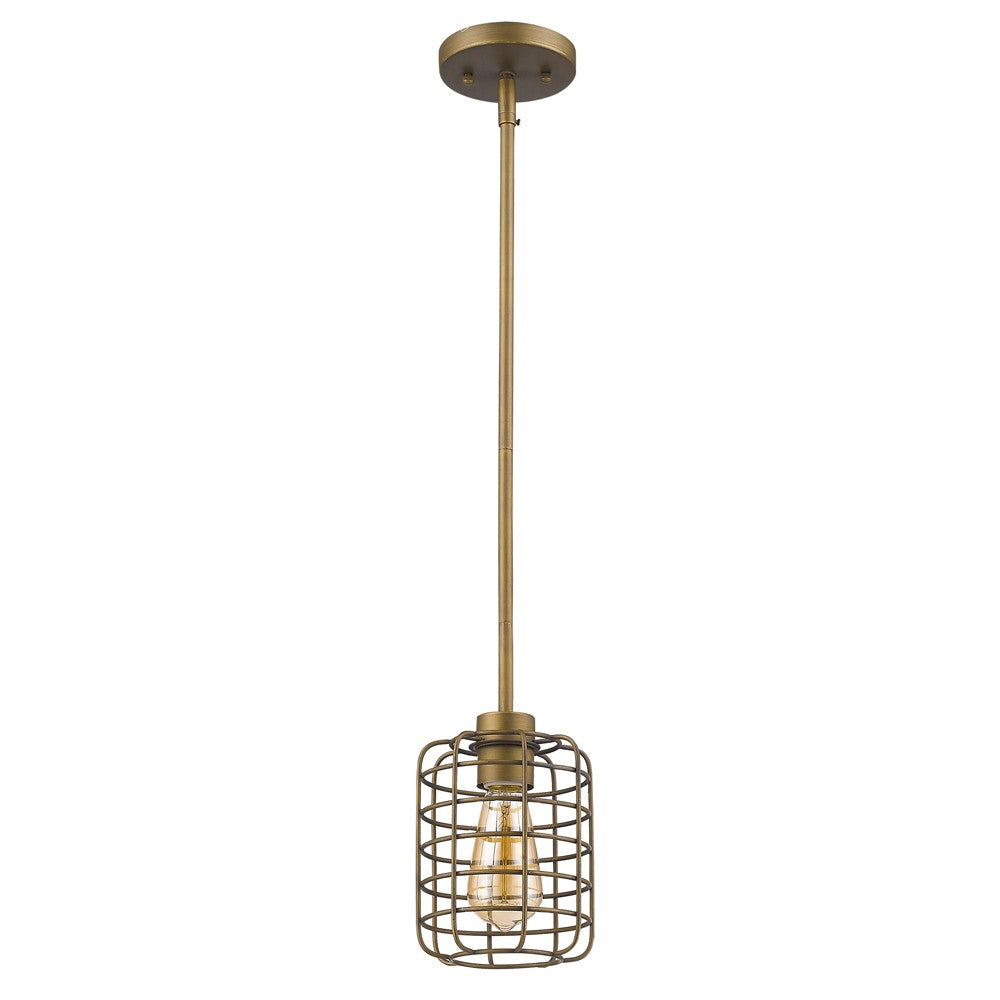 Brushed Gold Metal Cage Hanging Light