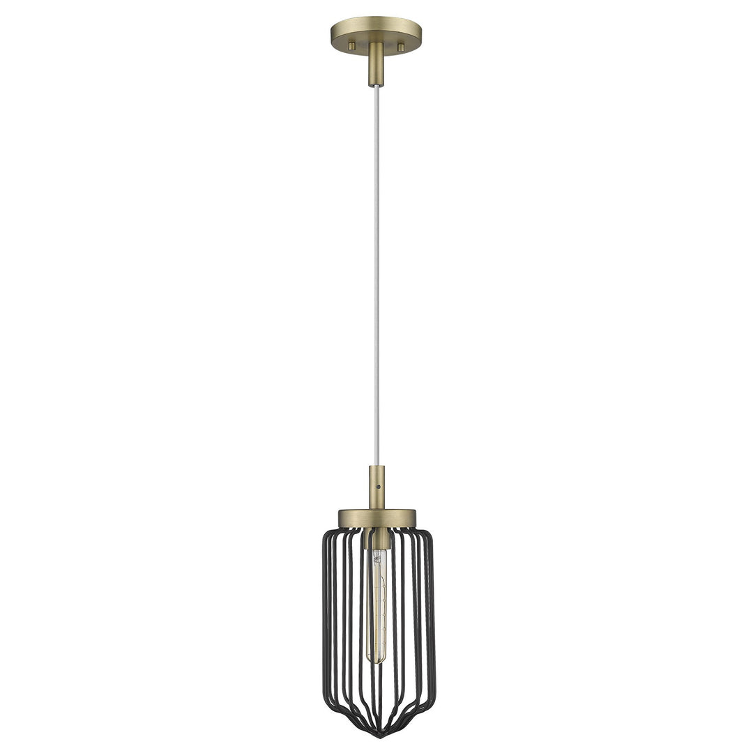 Gold and Black Metal Cage Pendant Hanging Light