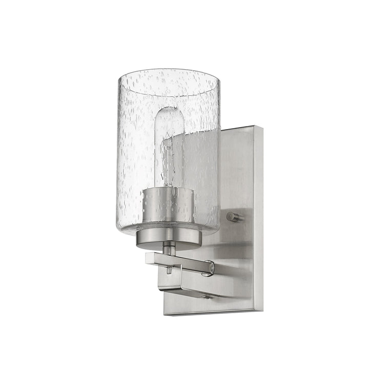 Silver Metal and Textured Glass Wall Sconce