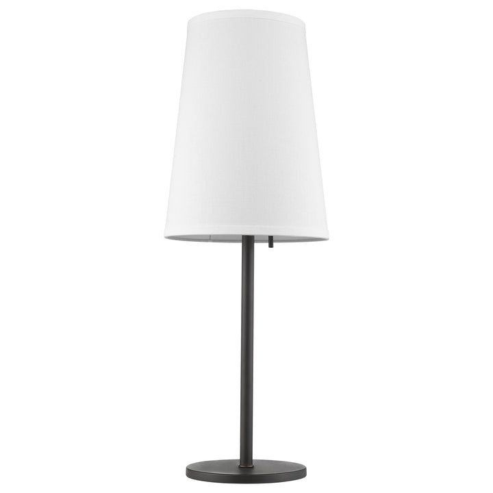 27" Black Metal Table Lamp With White Empire Shade