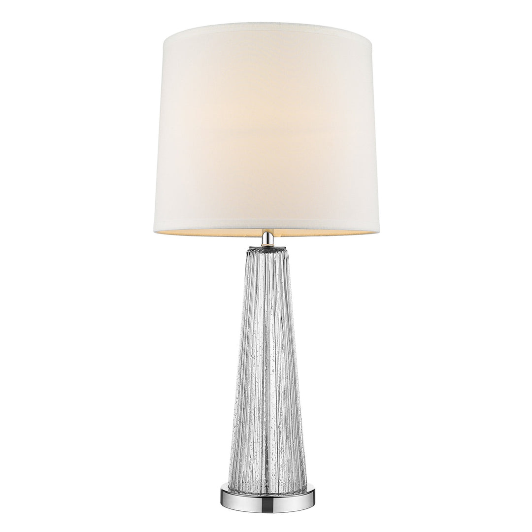 29" Silver Metal Table Lamp With White Empire Shade