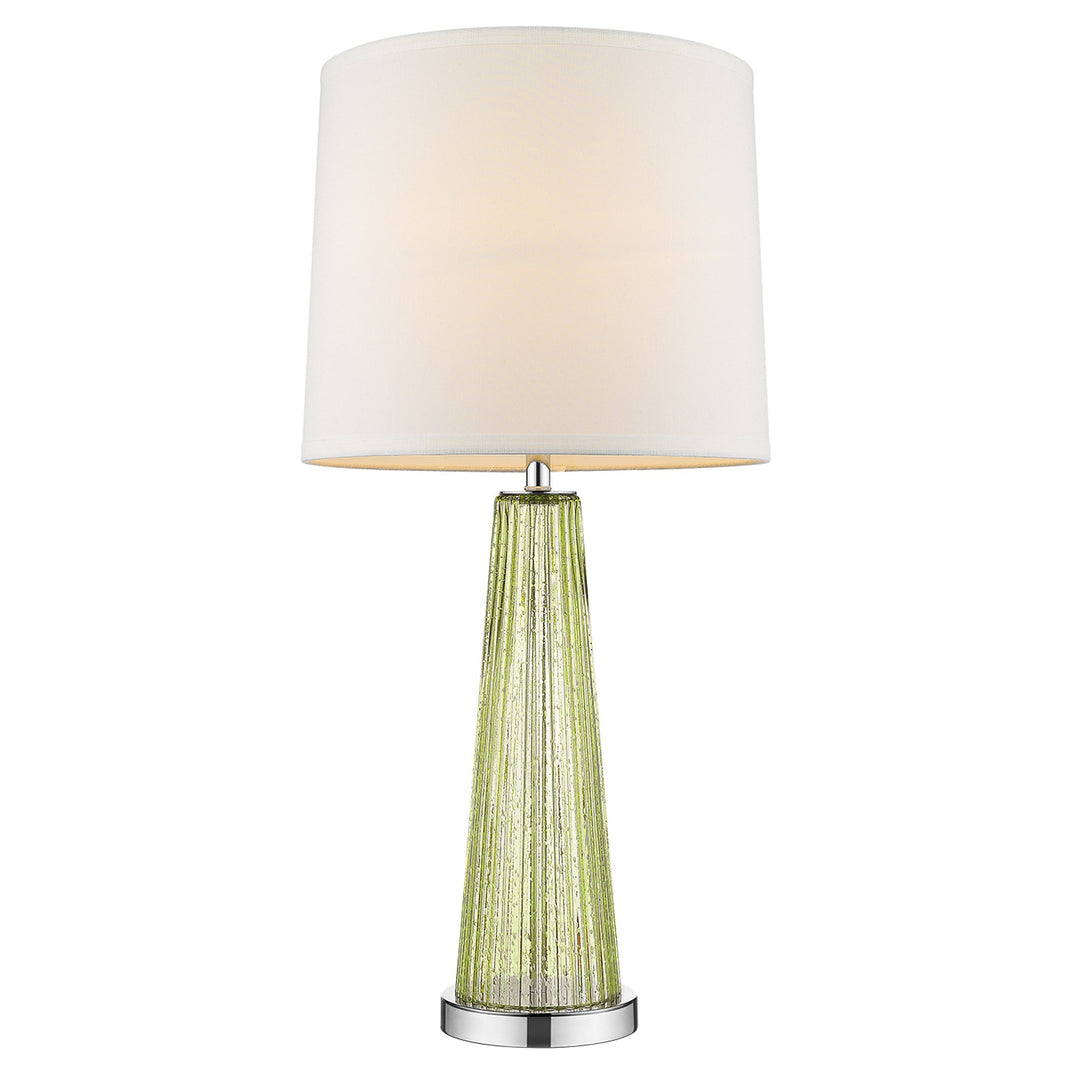 29" Silver Metal Table Lamp With White Empire Shade