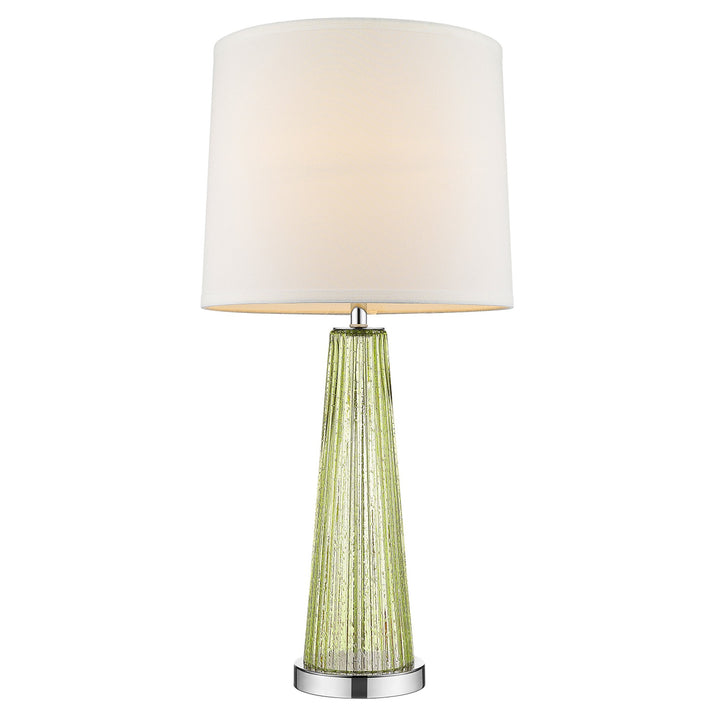 29" Silver Metal Table Lamp With White Empire Shade