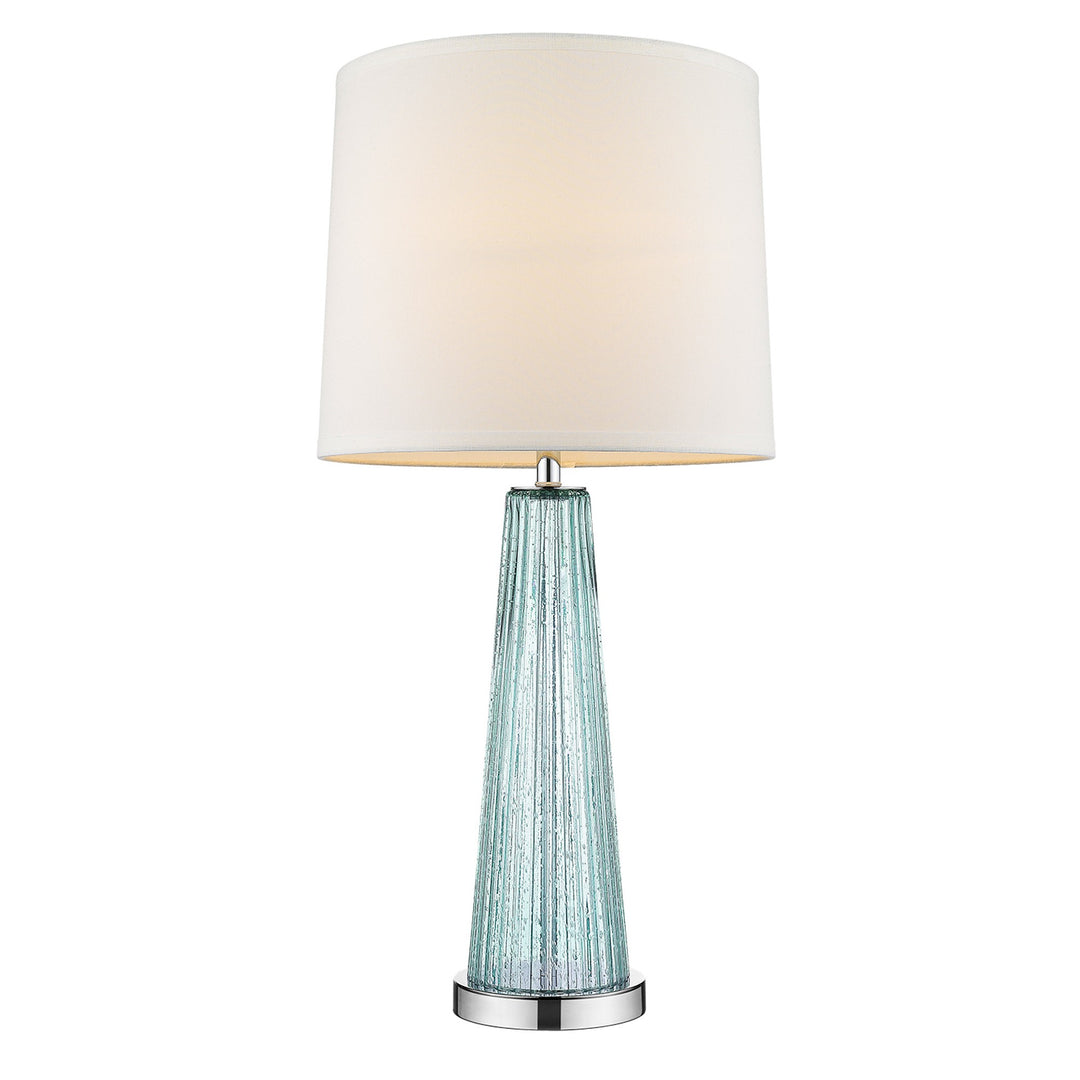 29" Silver Metal Table Lamp With White Empire Shade