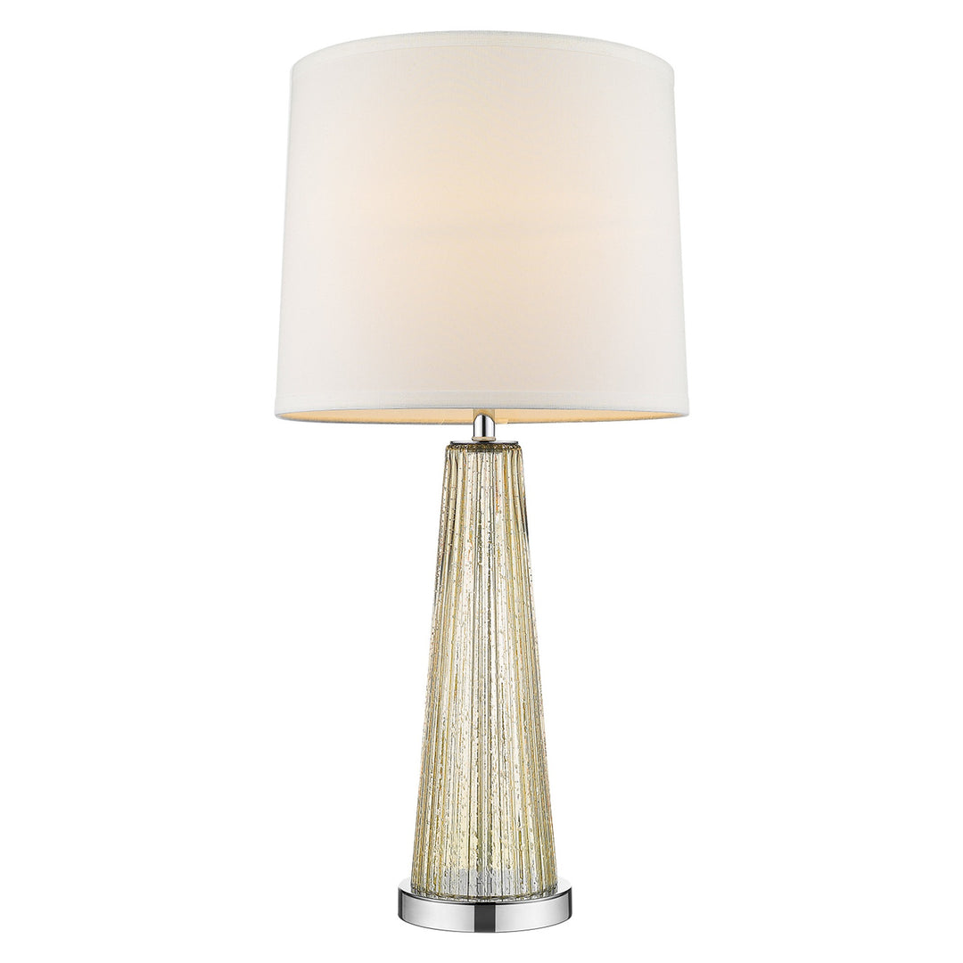 29" Silver Metal Table Lamp With White Empire Shade