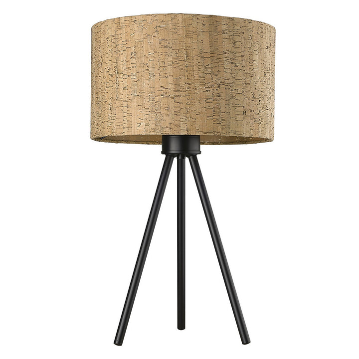 21.8" Matte Black Cork Shade Table Lamp