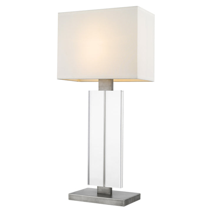 31" Silver Metal Table Lamp With White Rectangular Shade