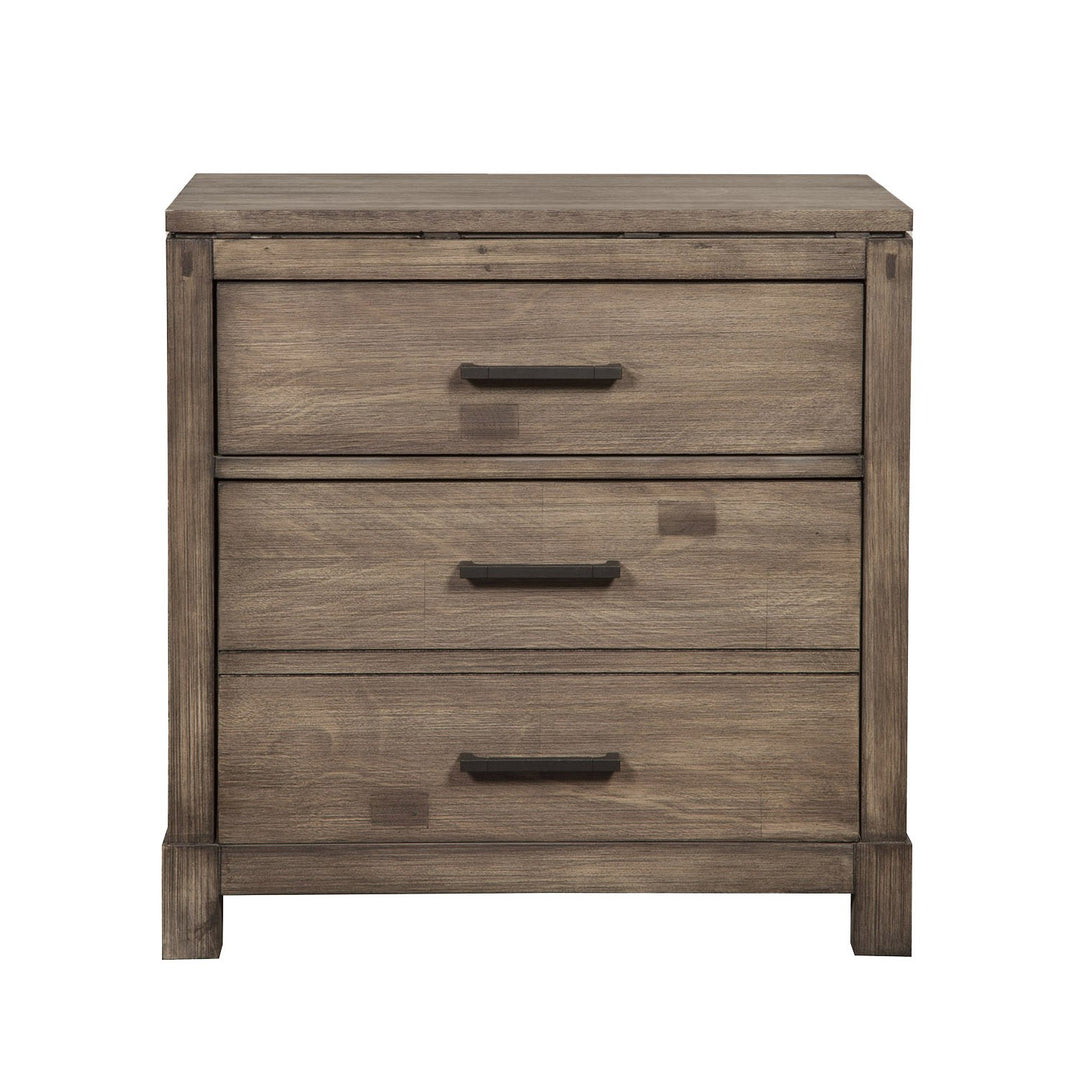 Weathered Grey Finish Wood 3 Drawer Nightstand