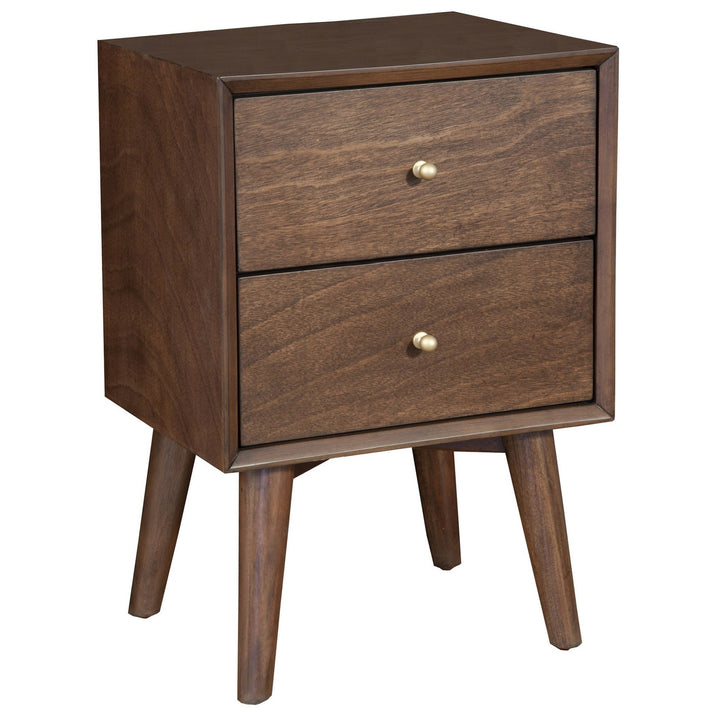 Dark Brown Century Modern Wood 2 Drawer Nightstand