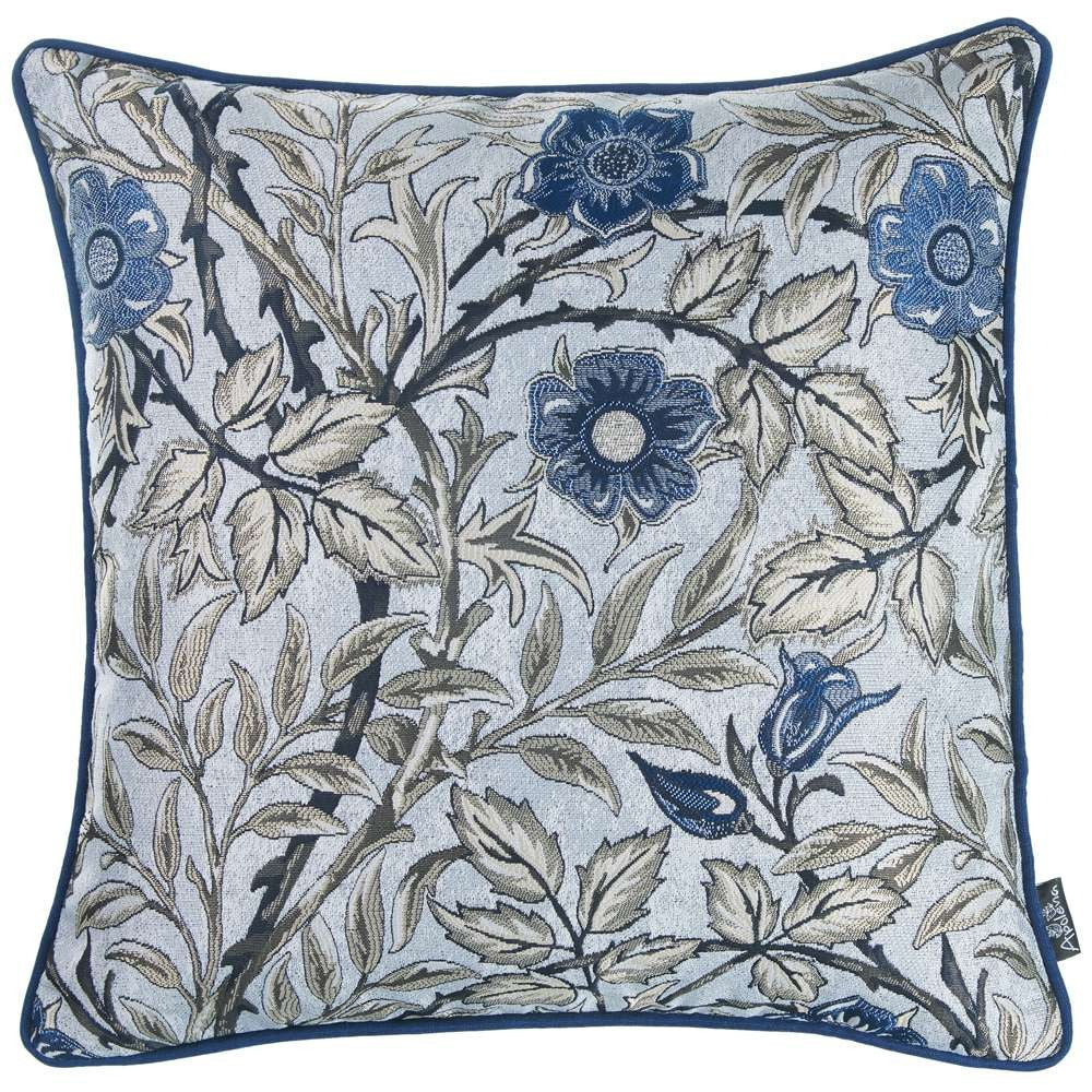 Blue and Gray Leaves Decorative Throw Pillow