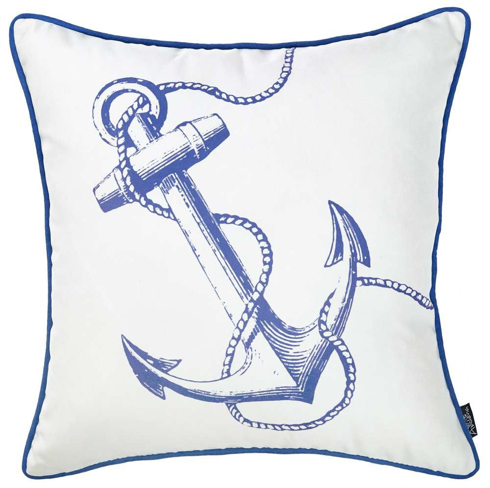 Blue Bold Anchor Nautical Throw Pillow