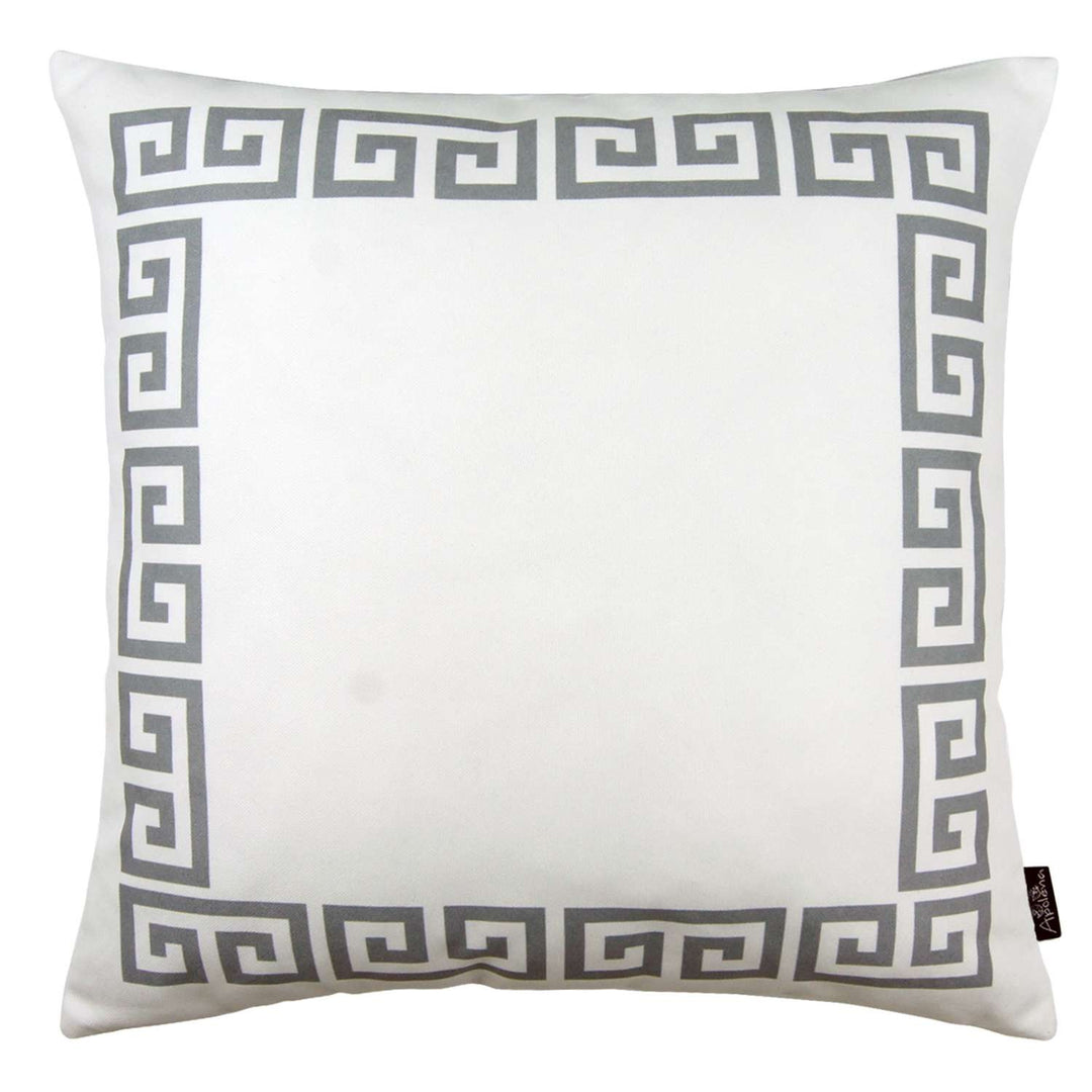 Gray and White Greek Key Classic Throw Pillow