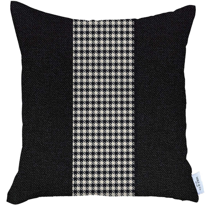 Black and White Houndstooth Throw Pillow