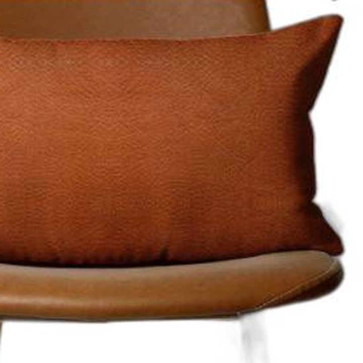 Solid Brown Faux Leather Lumbar Throw Pillow