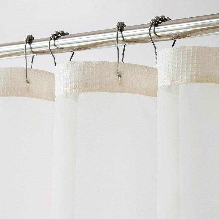 Ivory Sheer and Grid Shower Curtain and Liner Set