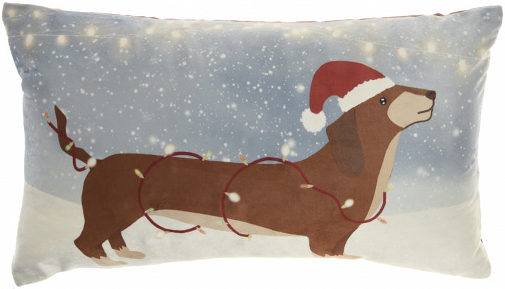 Light Up Christmas Dachshund Throw Pillow