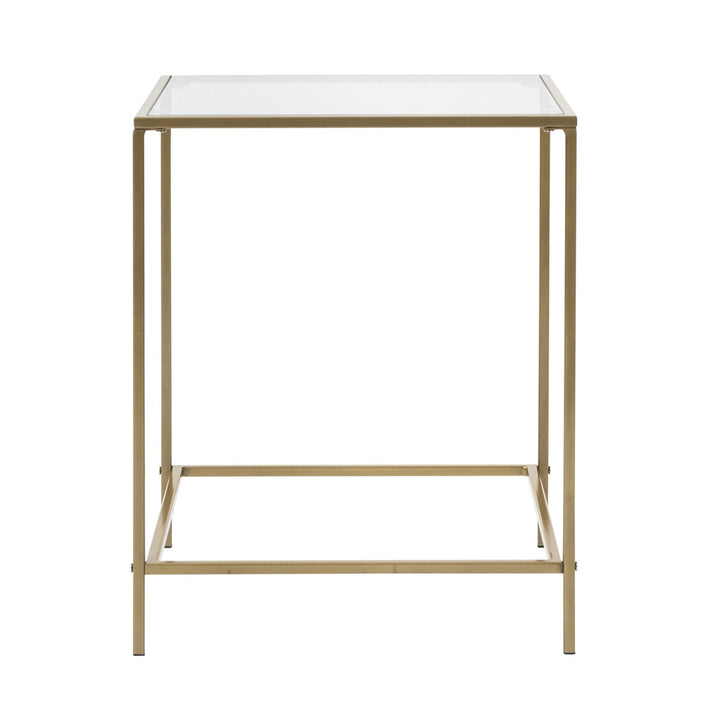 Minimalist Clear Glass and Gold Side Table