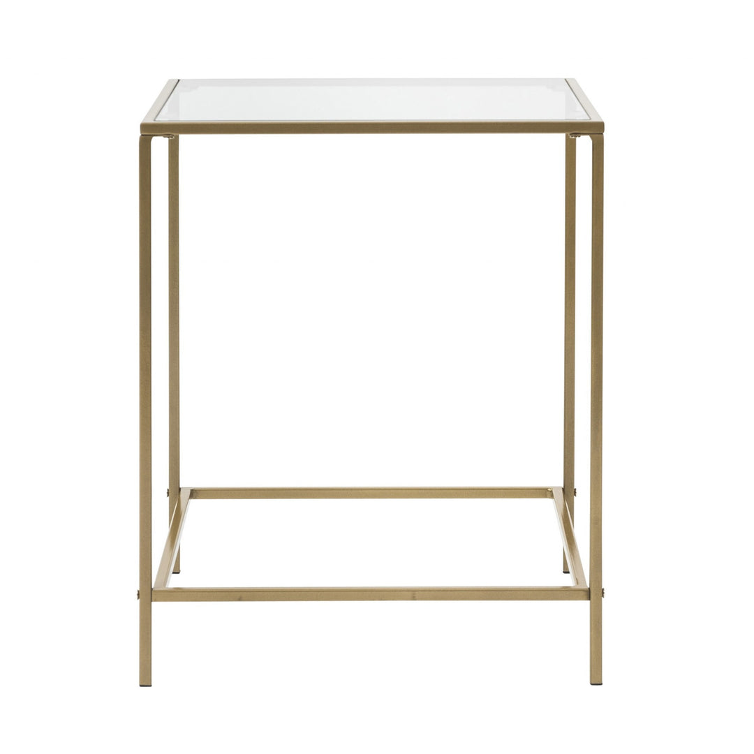 Minimalist Clear Glass and Gold Side Table