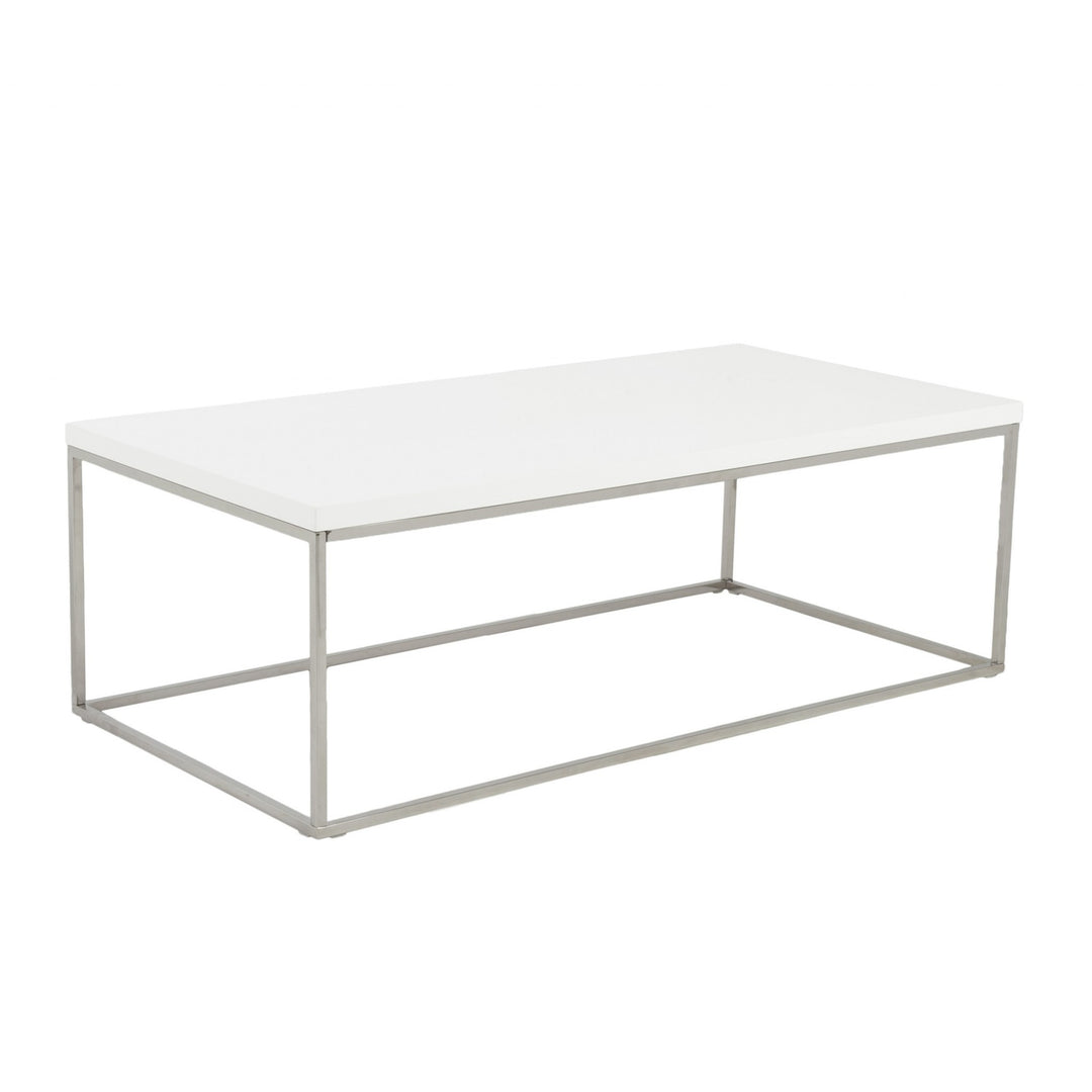 White and Chrome High Gloss Coffee Table