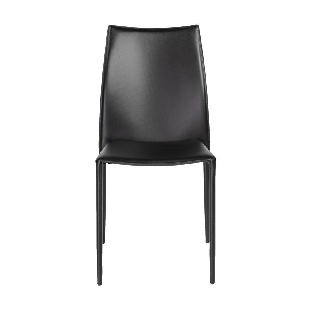 Set of Two Premium All Black Stacking Dining Chairs