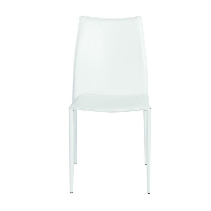 Set of Two Premium All White Stacking Dining Chairs