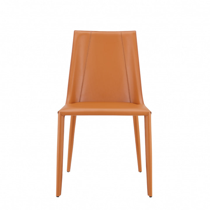 Sleek All Terra Cotta Faux Leather Dining or Side Chair