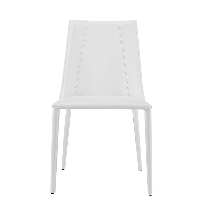 Sleek All White Faux Leather Dining or Side Chair