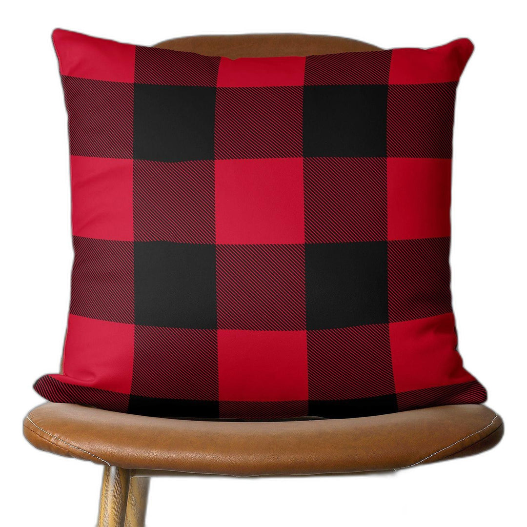 Red and Black Buffalo Plaid Throw Pillow Cover