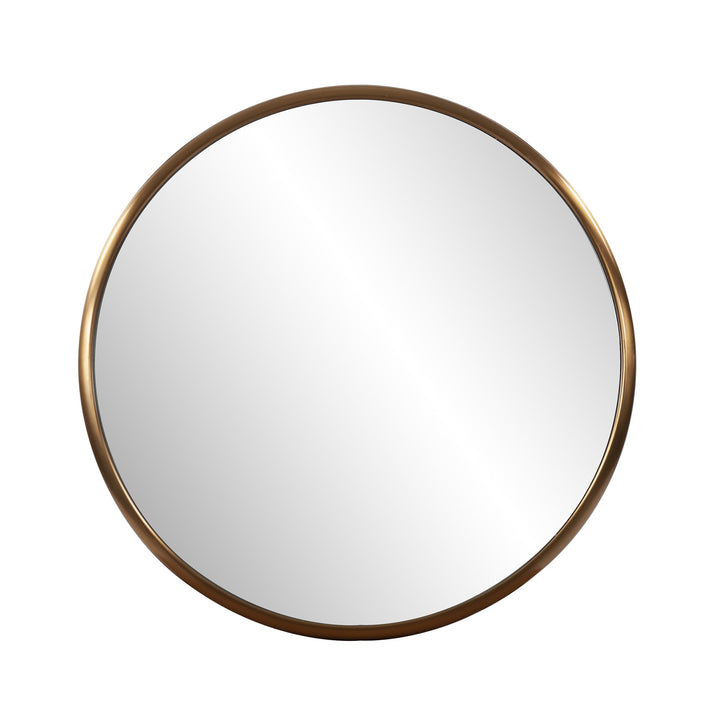 20" Antiqued Brushed Brass Round Wall Mirror