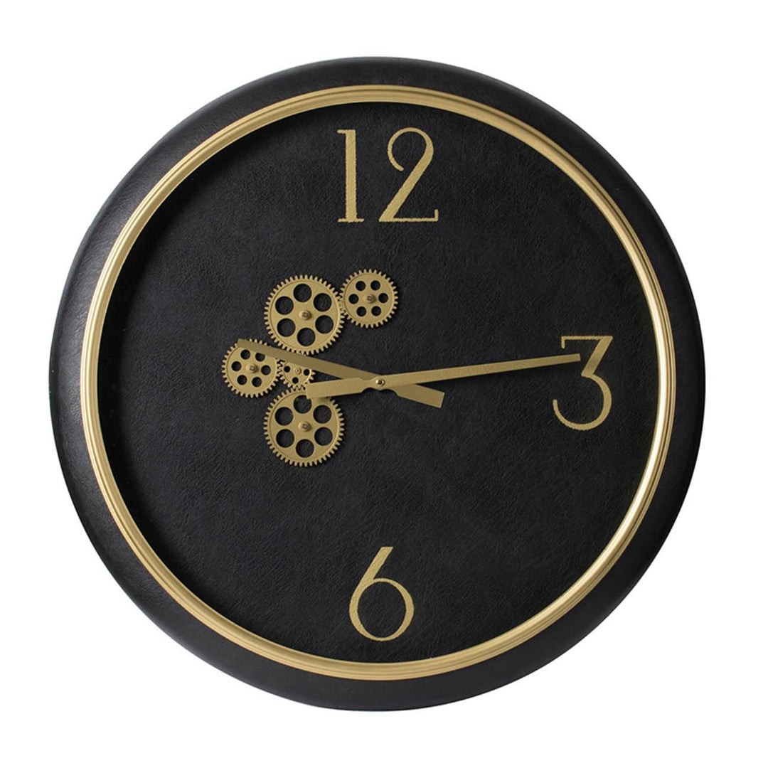 Black and Gold Gear Contemporary Round Wall Clock