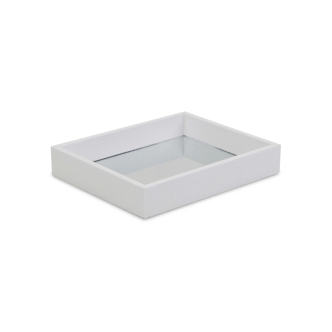 White Shagreen Mirrored Tray