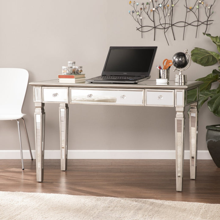 Silver Matte Mirrored Writing Desk