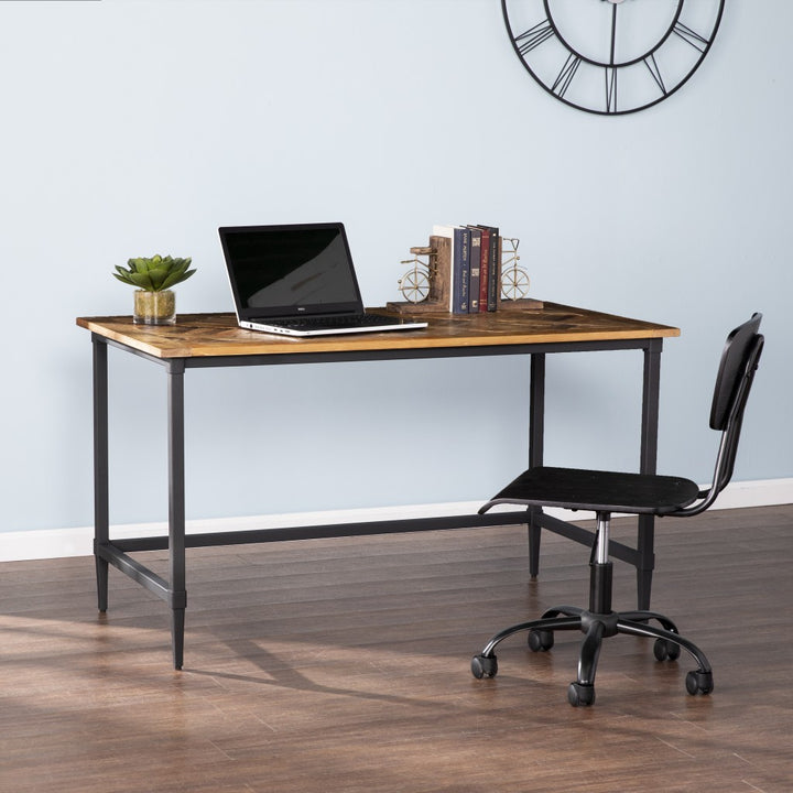 53" Natural And Black Writing Desk