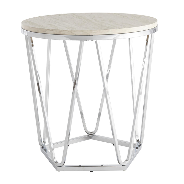 23" Silver Manufactured Wood And Iron Round End Table