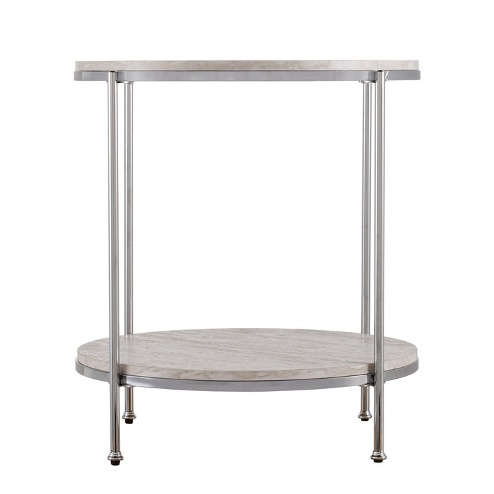 24" Chrome Manufactured Wood And Iron Rectangular End Table With Shelf