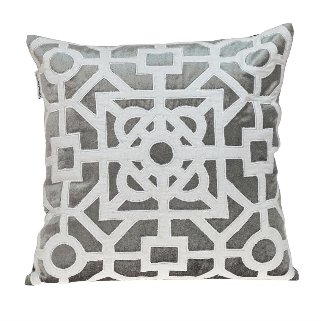 White and Gray Lattice Velvet Throw Pillow