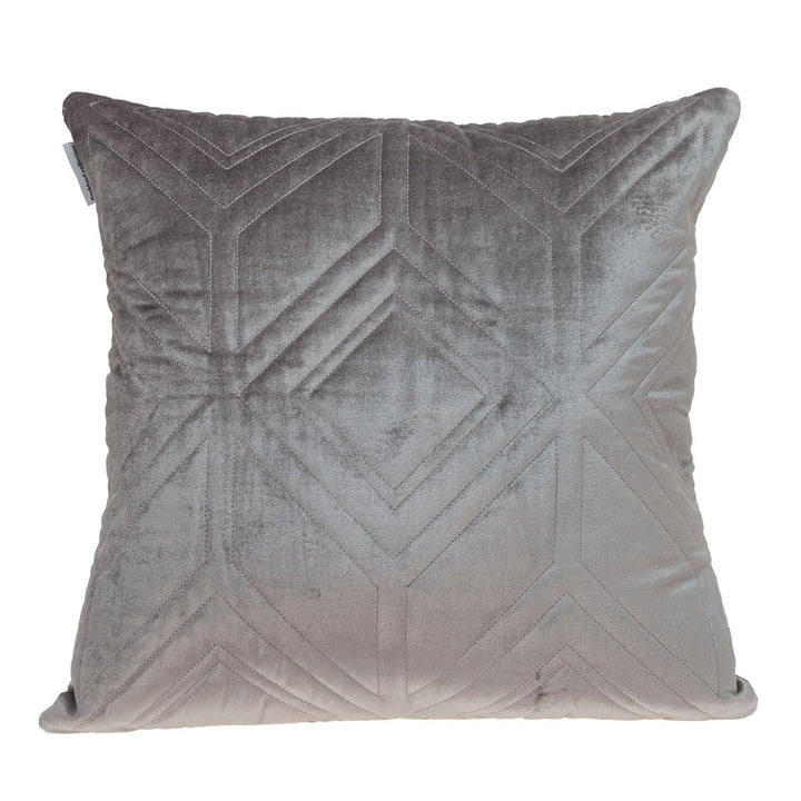 Taupe Quilted Diamonds Velvet Solid Color Throw Pillow