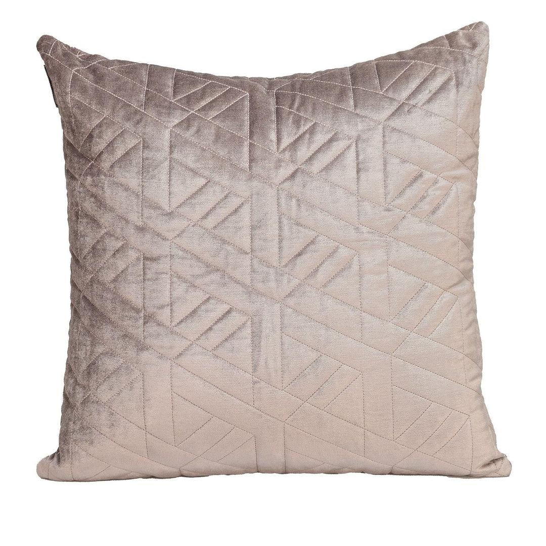 Taupe Velvet Quilted Throw Pillow