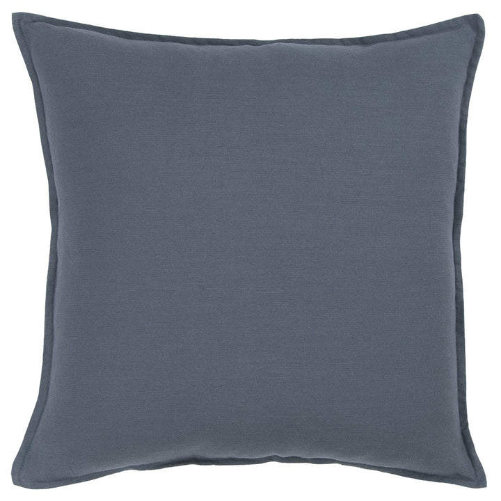 Slate Blue Solid Color Flange Edge Throw Pillow