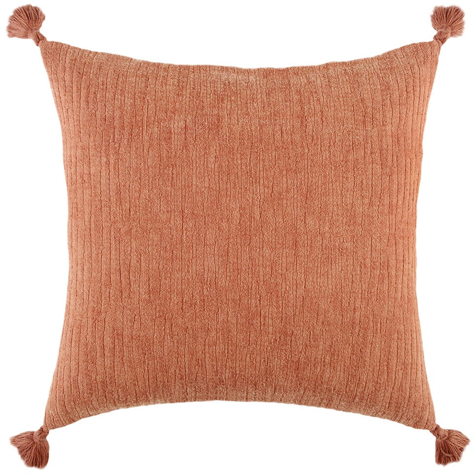 Terracotta Solid Tonal Abstract Stripe Throw Pillow