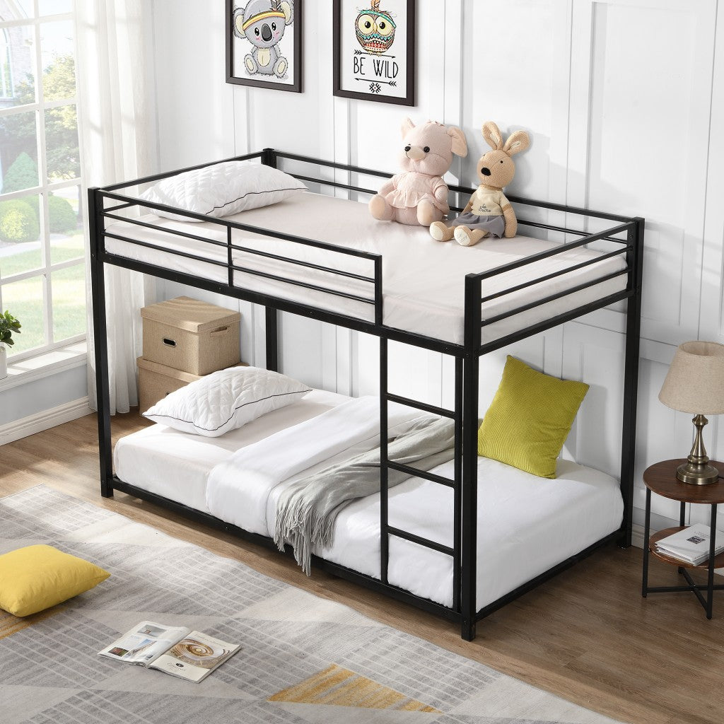 Black Twin Over Twin Metal Low Bunk Bed