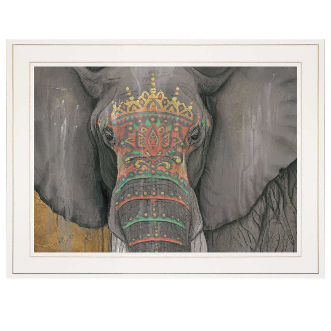 Tattooed Elephant Trunk White Framed Print Wall Art