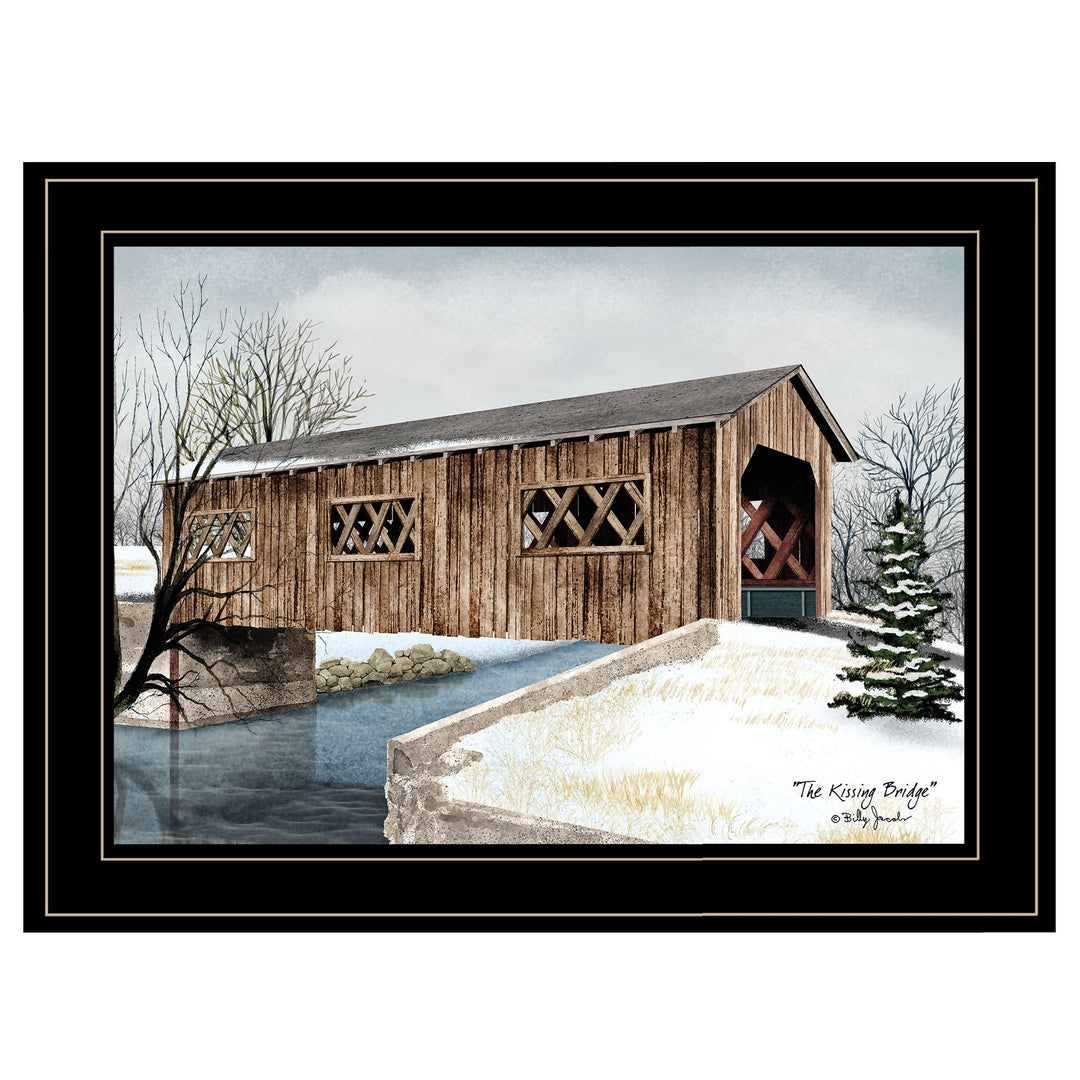 The Kissing Bridge 2 Black Framed Print Wall Art