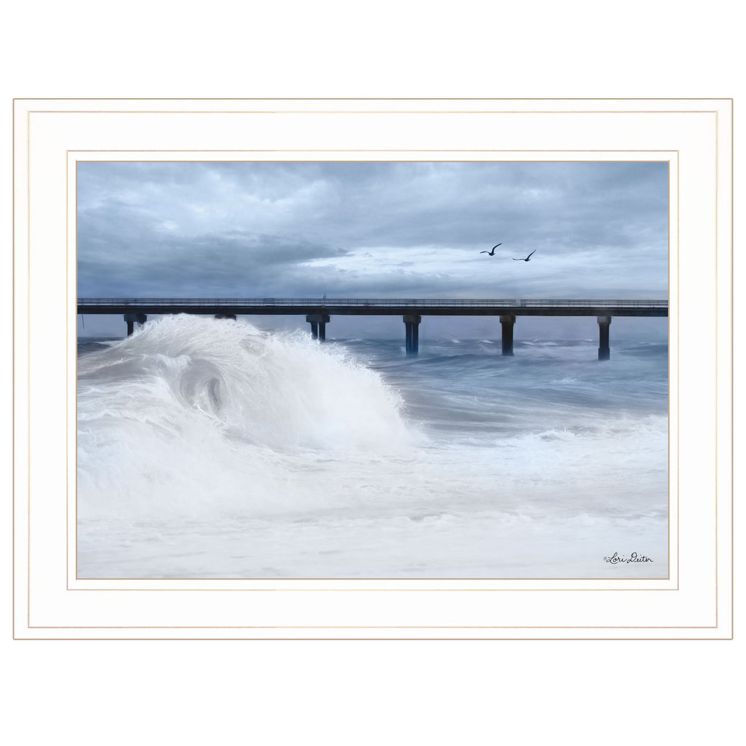 Blue Waves 1 White Framed Print Wall Art