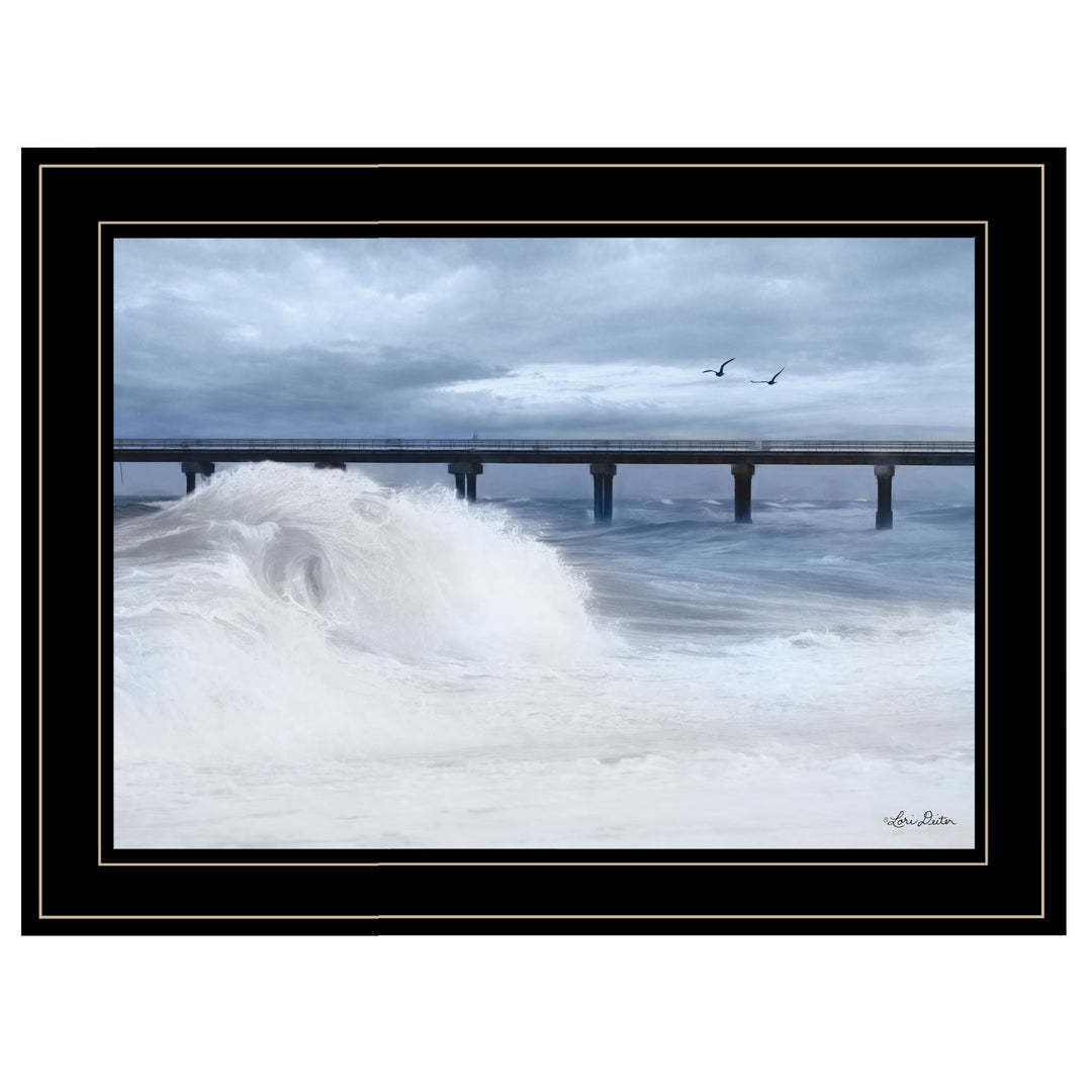 Blue Waves 2 Black Framed Print Wall Art