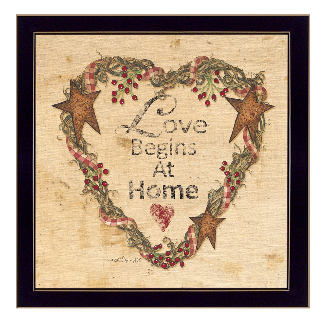 Love Begins At Home 1 Black Framed Print Wall Art