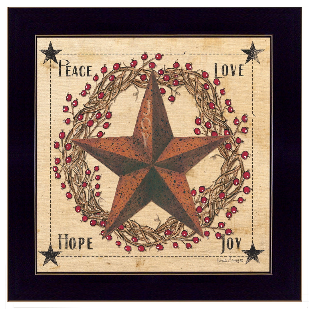 Peace Love Hope Joy Black Framed Print Wall Art