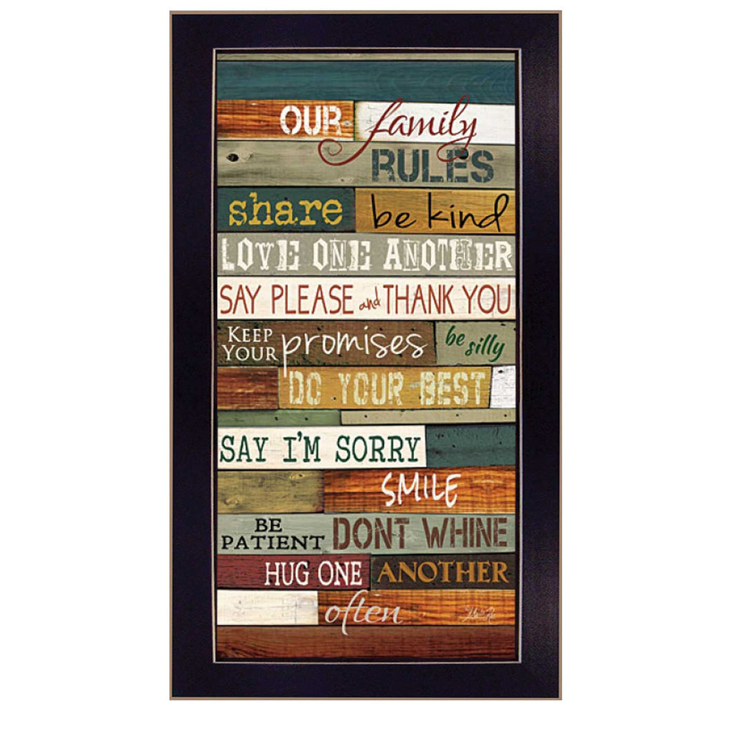 Our Family Rules 5 Black Framed Print Wall Art